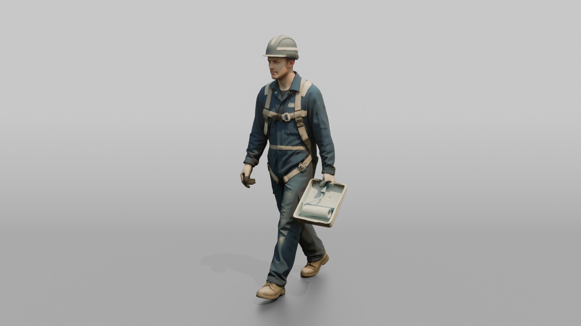 Ordinary Seaman Carrying a Paint Roller on a Scaffold
