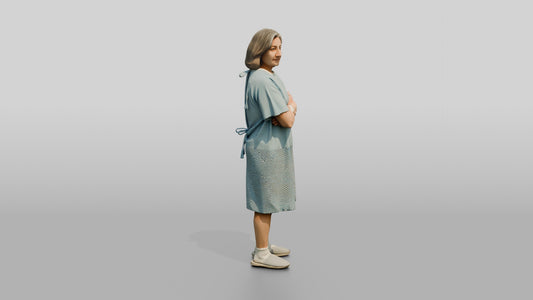 Elderly Woman Patient with Arms Folded - 3D character model, view 1