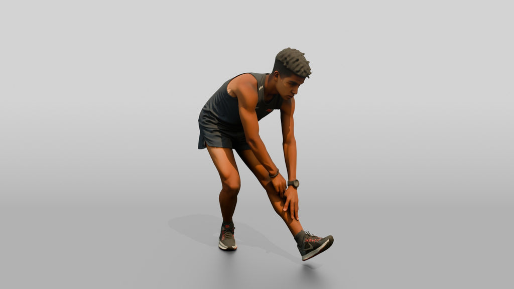 Athletic Young Moroccan Man Stretching Before a Run