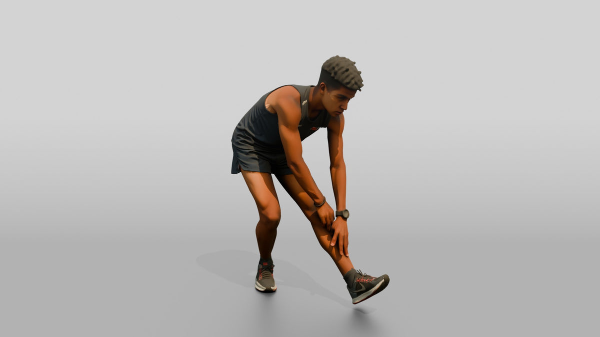 Athletic Young Moroccan Man Stretching Before a Run - 3D character model, view 5