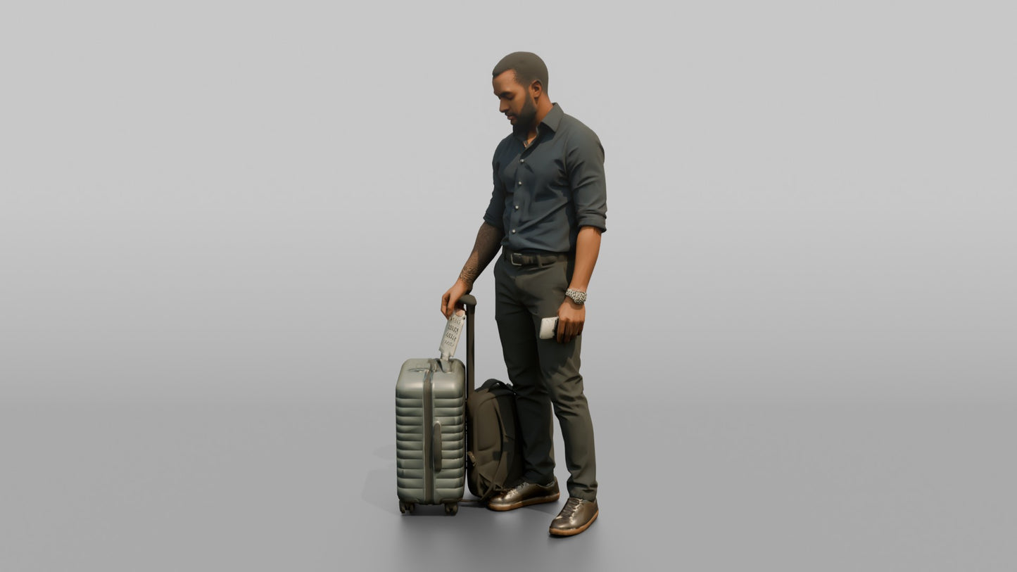 Vacationer Wearing Fitted Shirt And Trousers