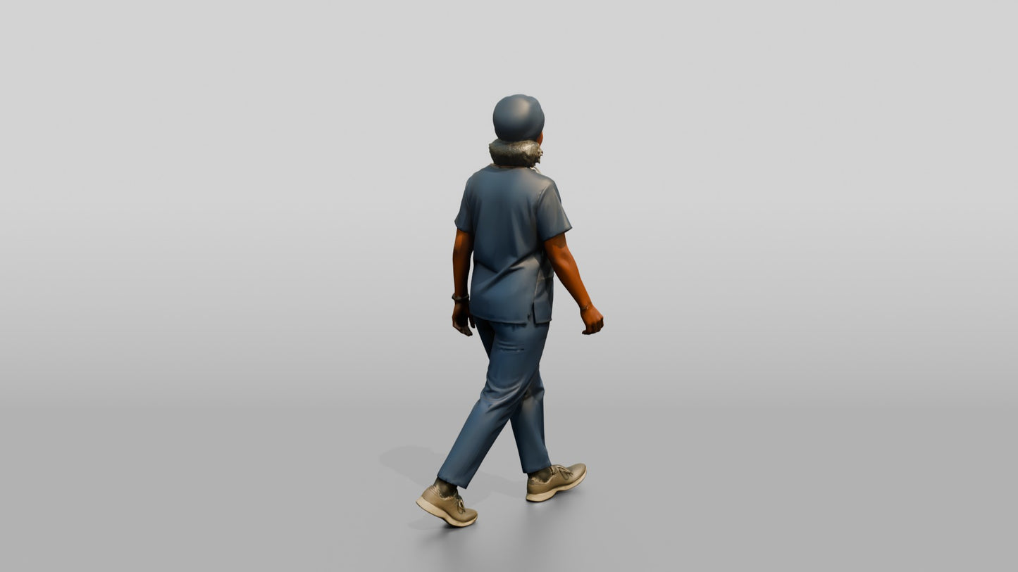 Older Black Woman Doctor Walking