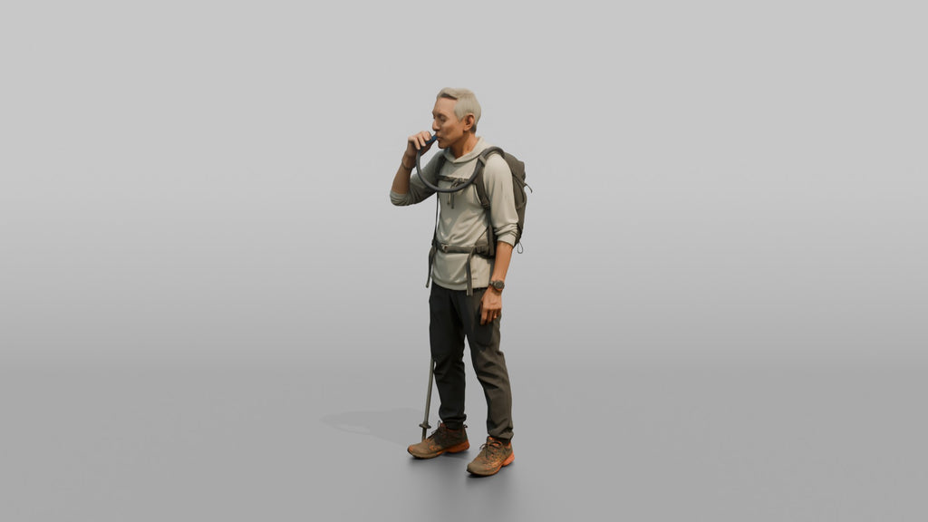 Hiker Drinking from a Hydration Bladder