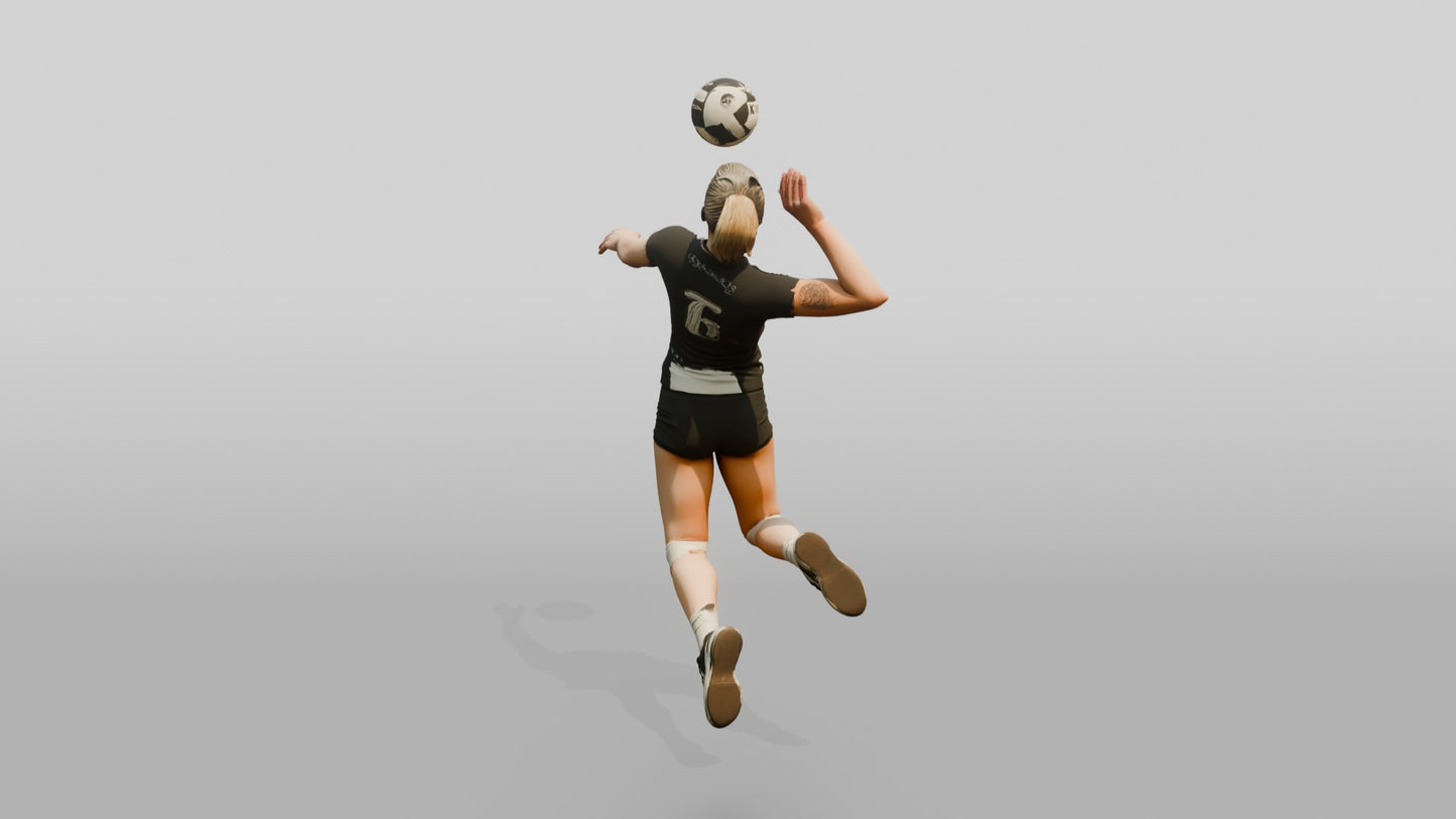 Caucasian Female Volleyball Player in Black and White Jersey