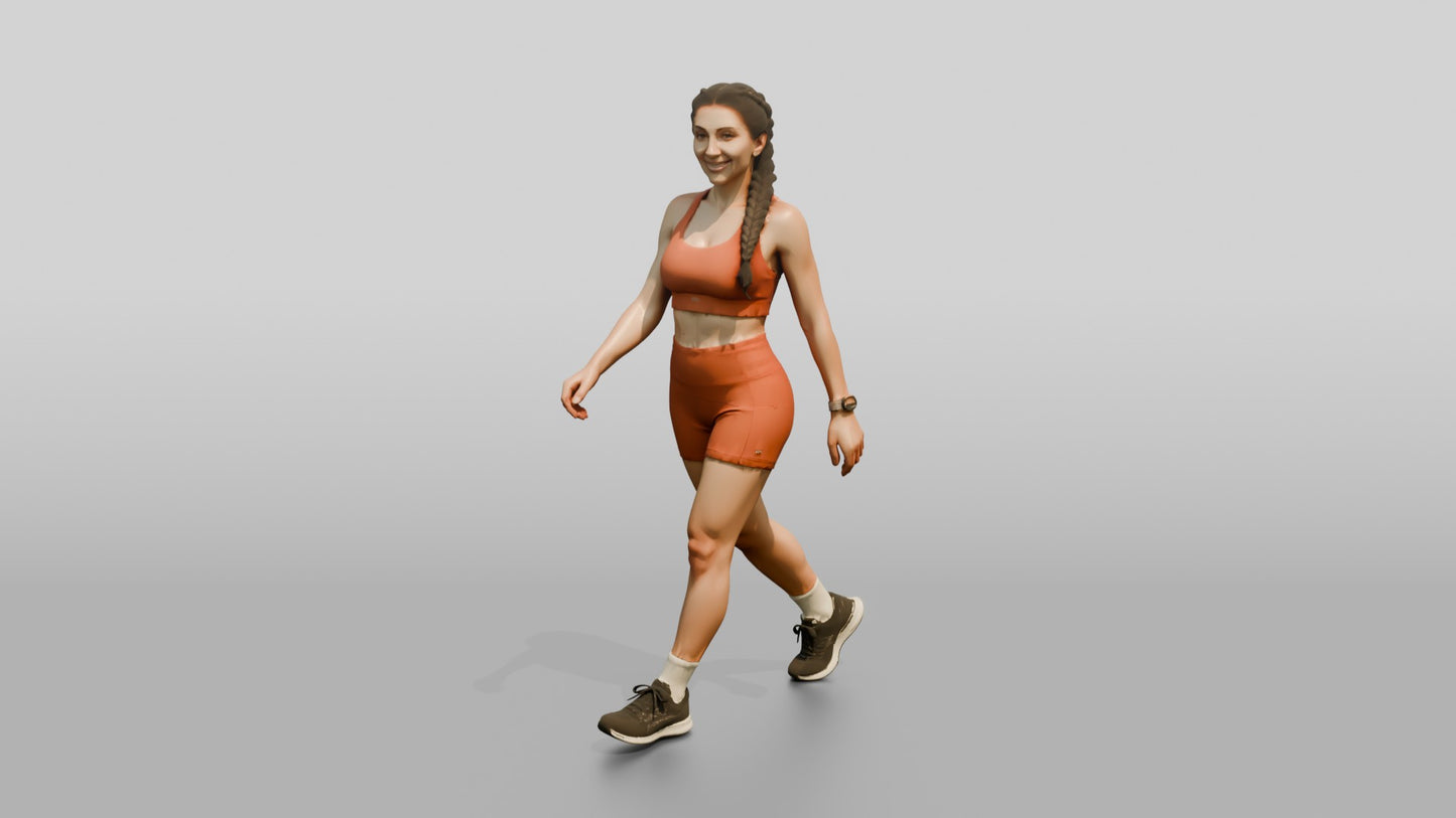 Woman in Rust Orange Activewear Walking
