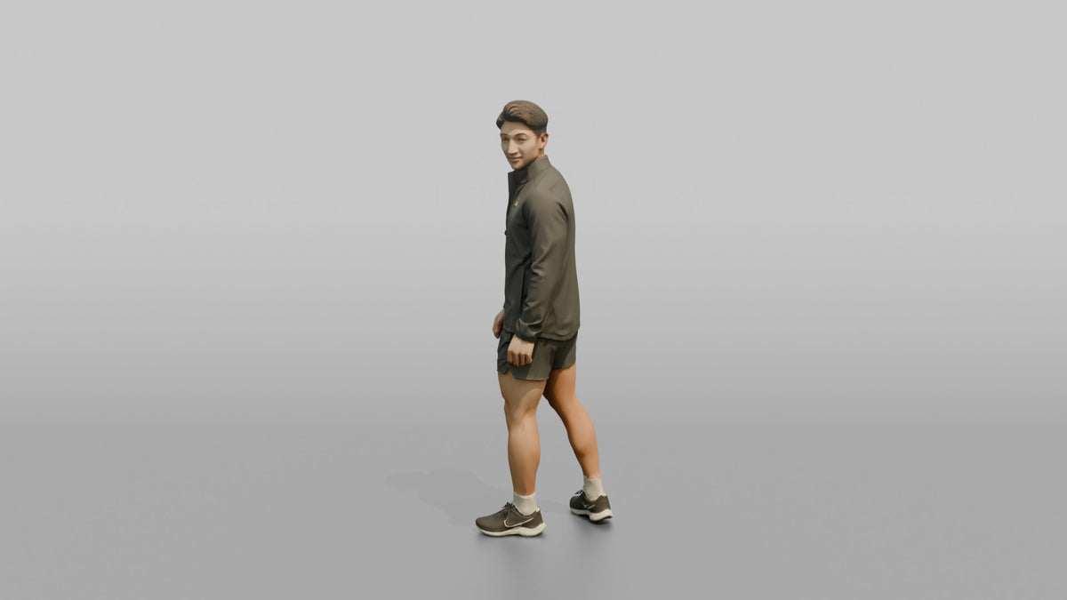 Fitness Influencer Man Standing At An Angle Looking Over One Shoulder - 3D character model, view 5