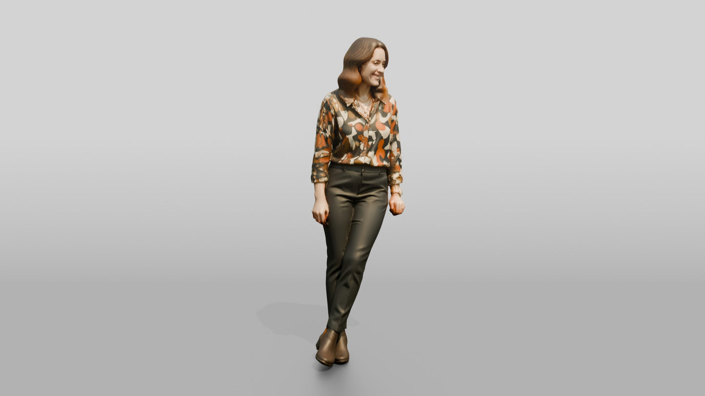 Woman Standing in a Floral Blouse