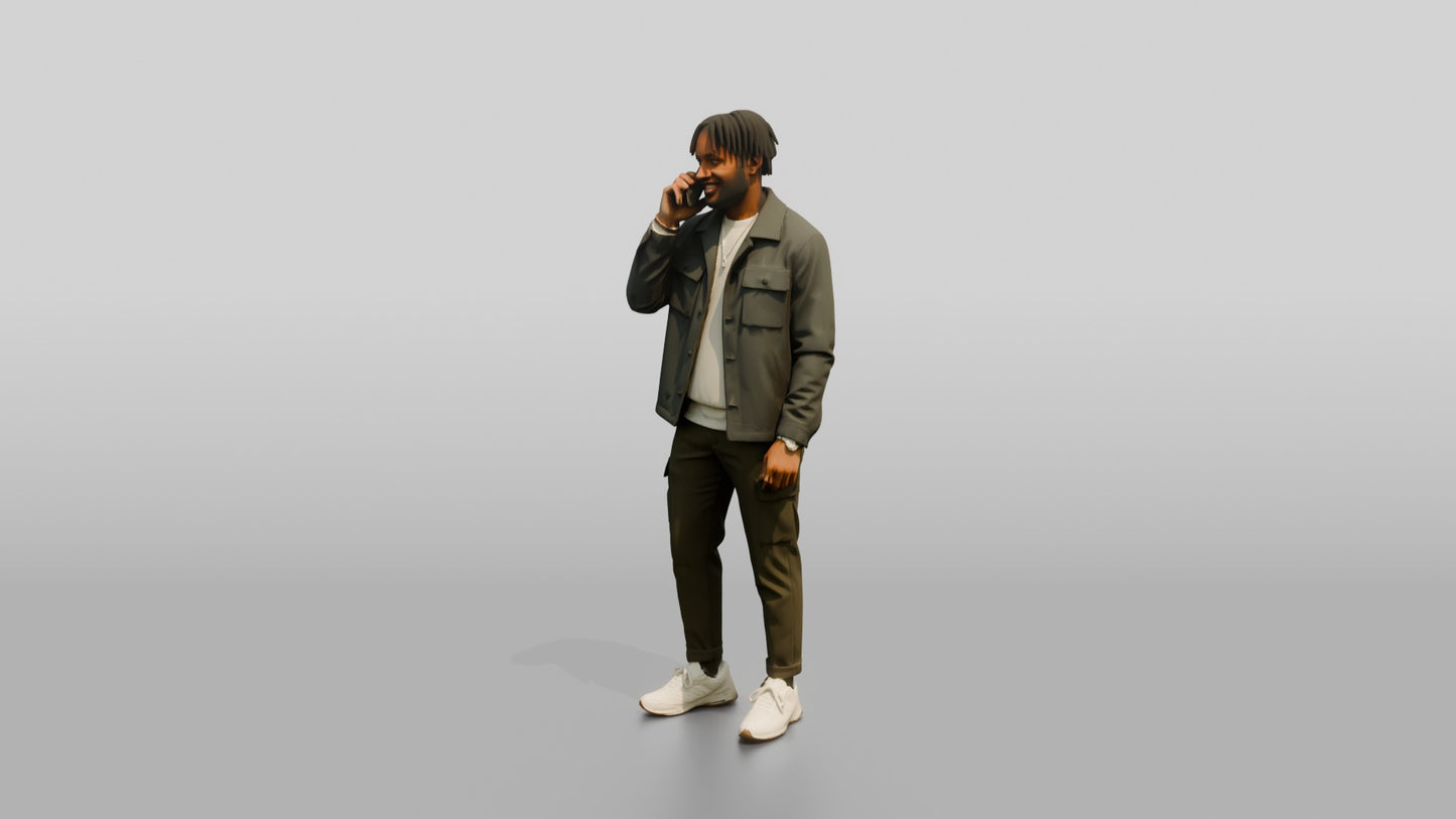 Man on the Phone in a Grey Jacket