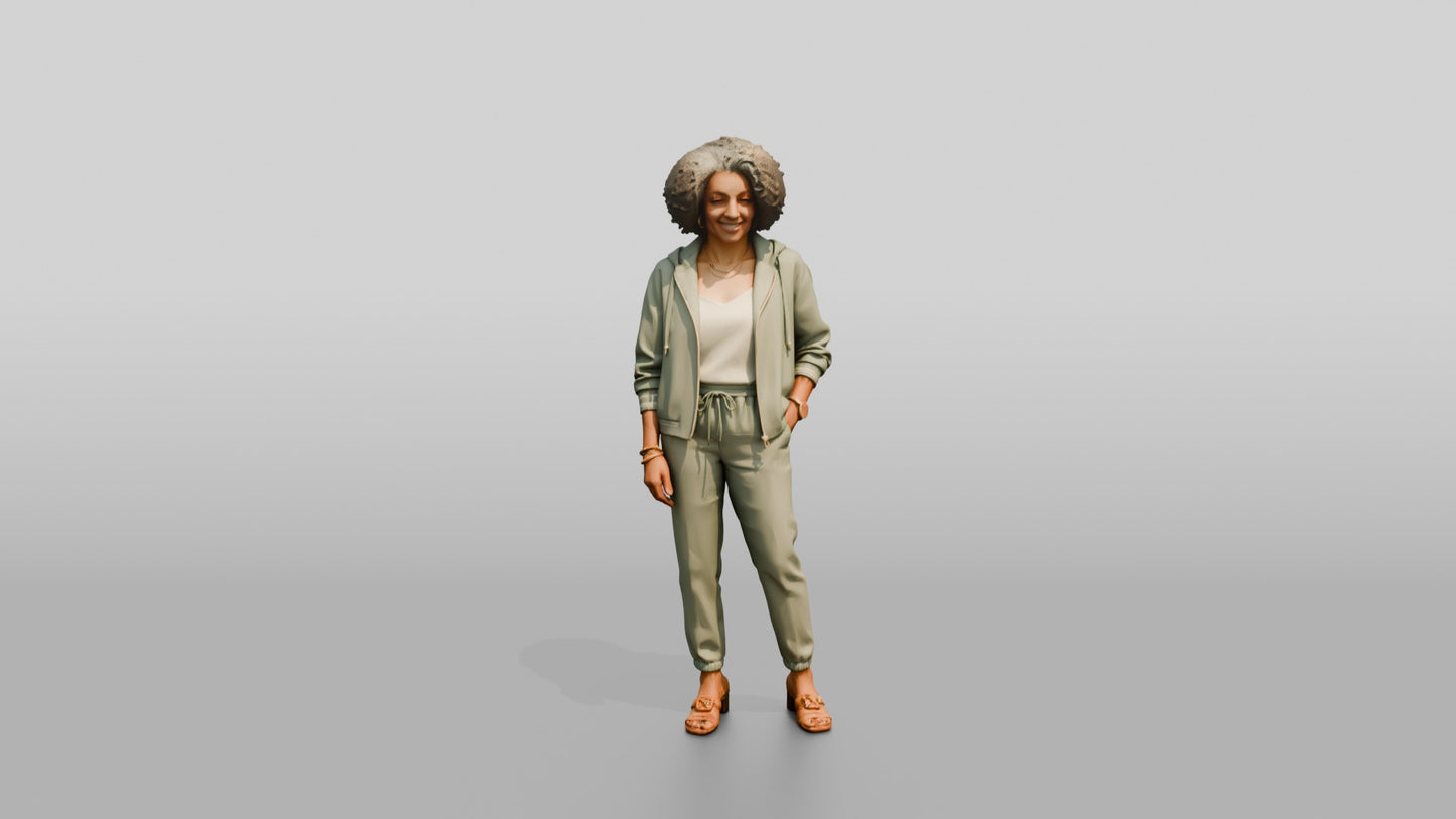 African-American Woman in Summer Tracksuit