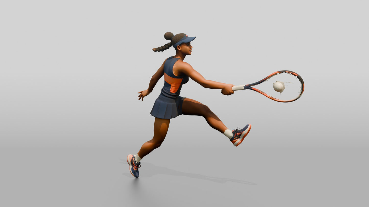 Female Tennis Player Hitting a Cross-Court Volley