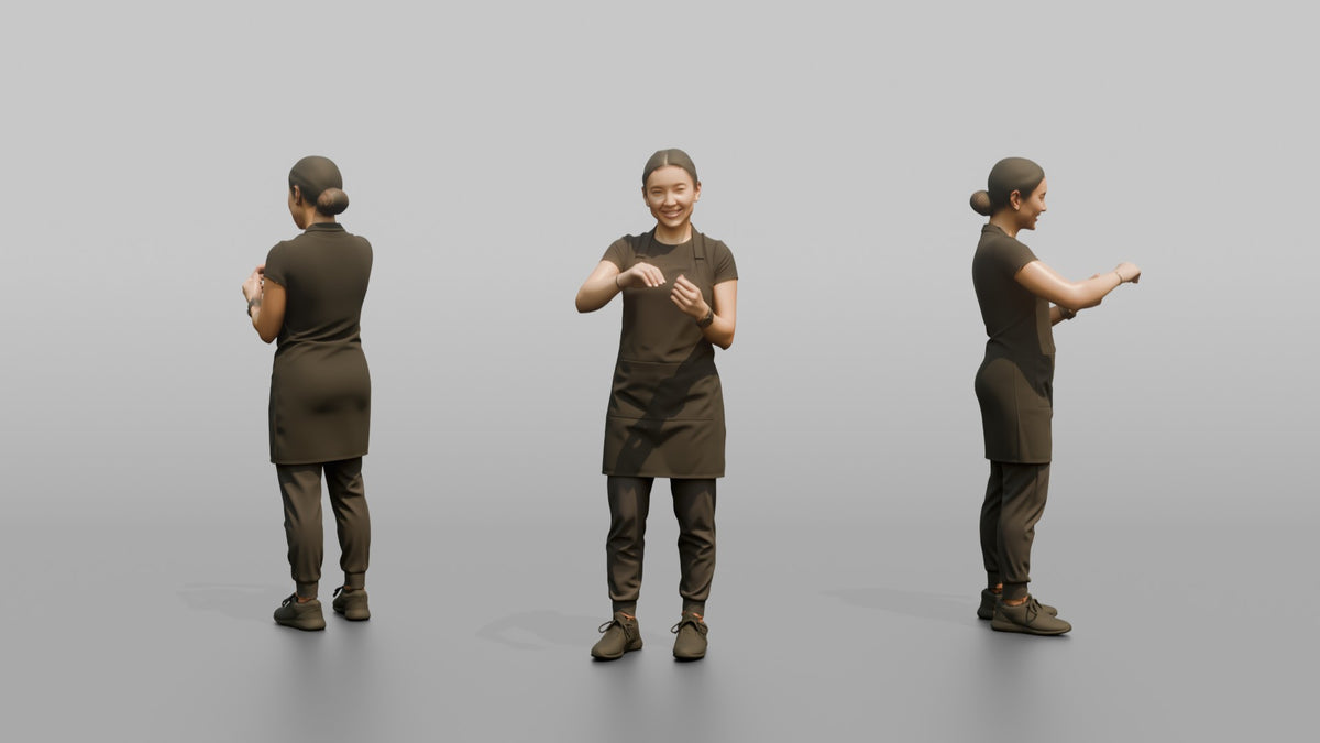 Nail Technician Man Gesturing With Hands As If Filing Nails - 3D character model, view 1