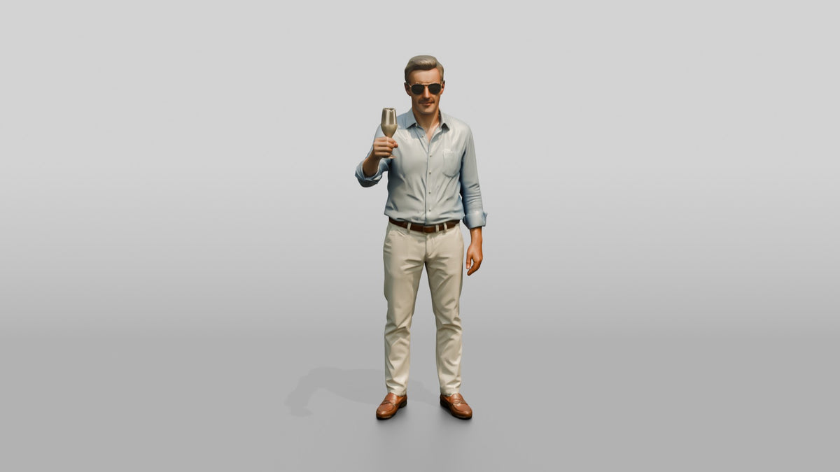 Relaxed Man with a Sunset Drink - 3D character model, view 5