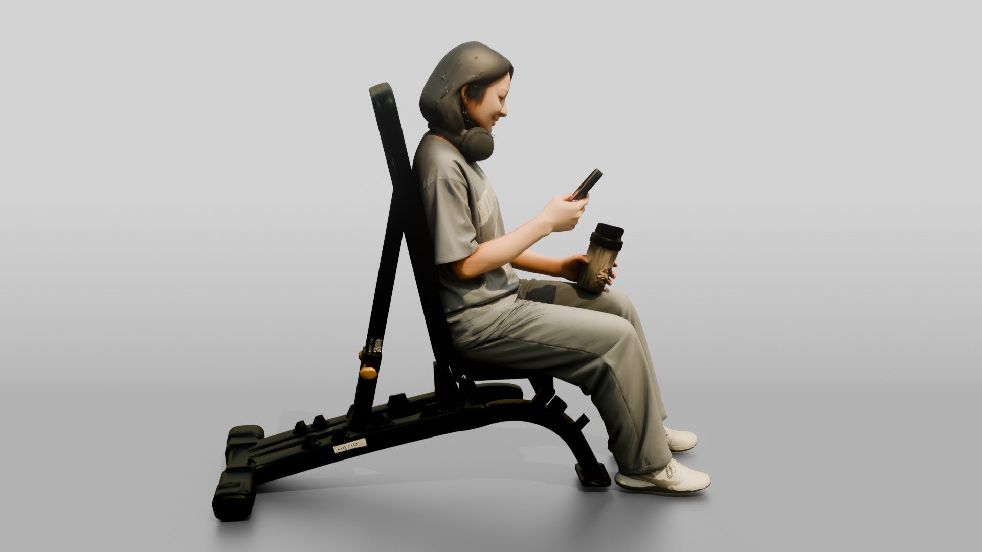 Woman Sitting with Shaker and Phone