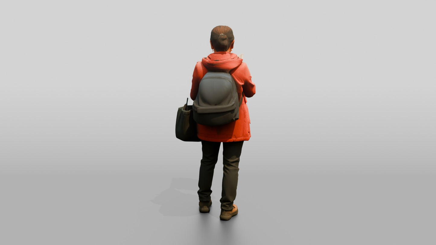 Woman Navigating Busy Market
