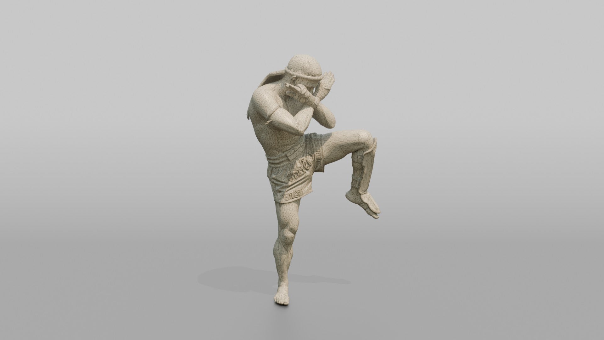 Muay Thai Fighter Shinguard Check and Forearm Block