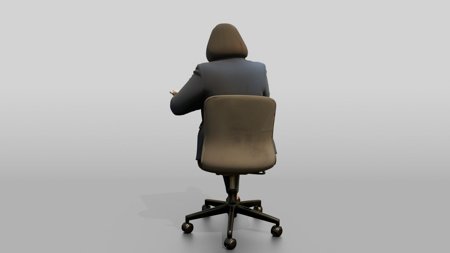 Businesswoman Writing on an Office Chair