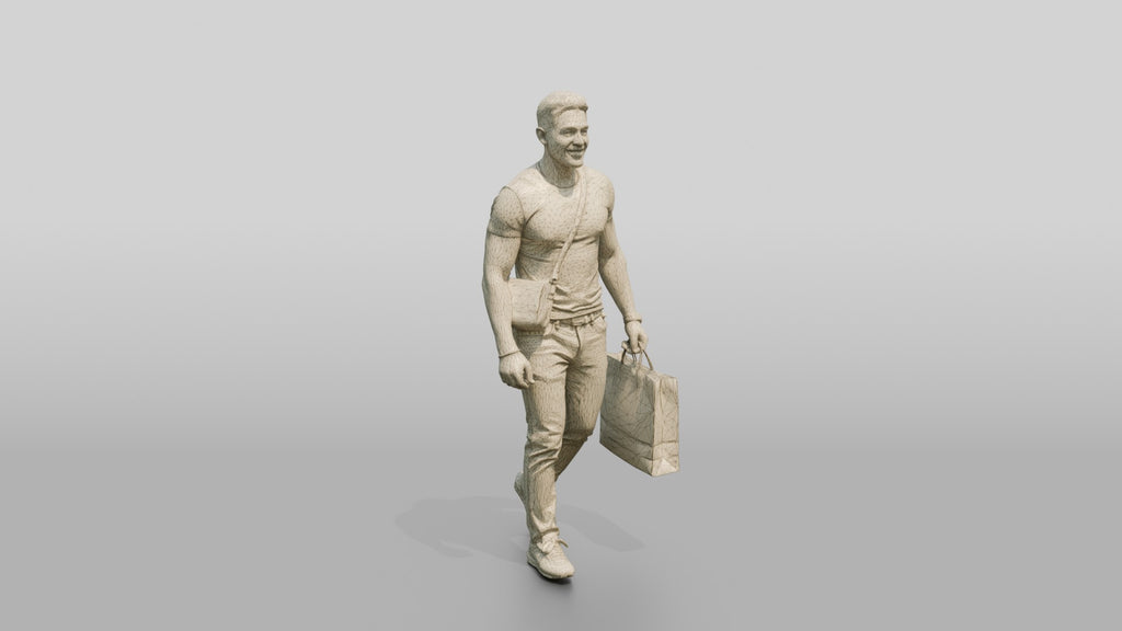 Athletic Young Egyptian Man Holding a Shopping Bag
