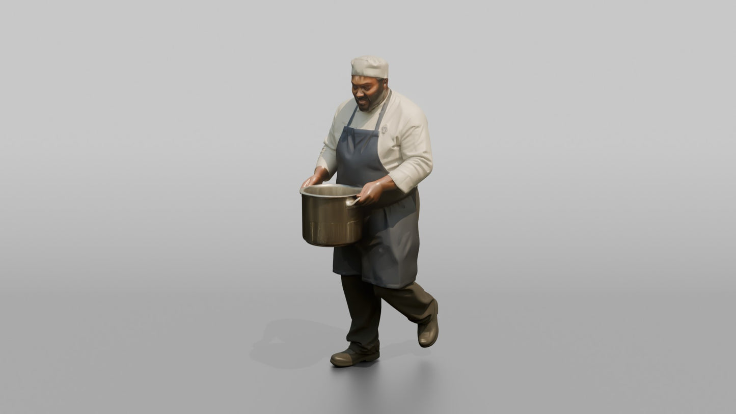 Ship's Chef Carrying a Steaming Pot Through the Galley