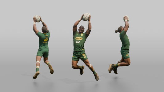 South African Center Leaping to Catch a High Ball