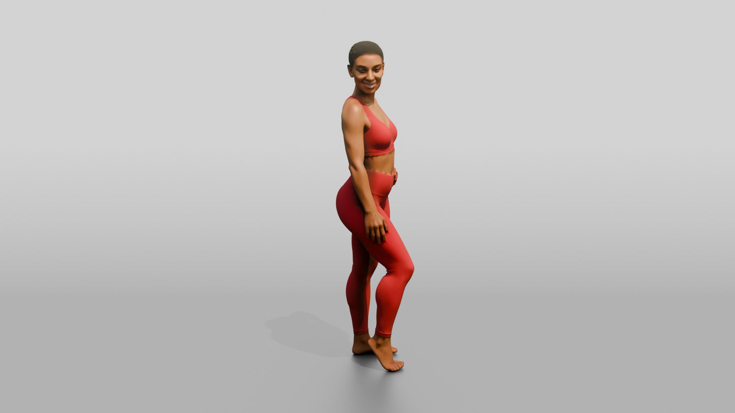 Woman in Red Activewear with Hand on Hip