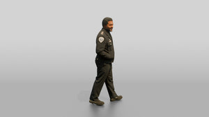 Police Officer Walking Hands in Pockets - 3D character model, view 1
