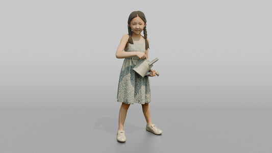 Daughter Holding A Small Watering Can, Tilted Slightly - 3D character model