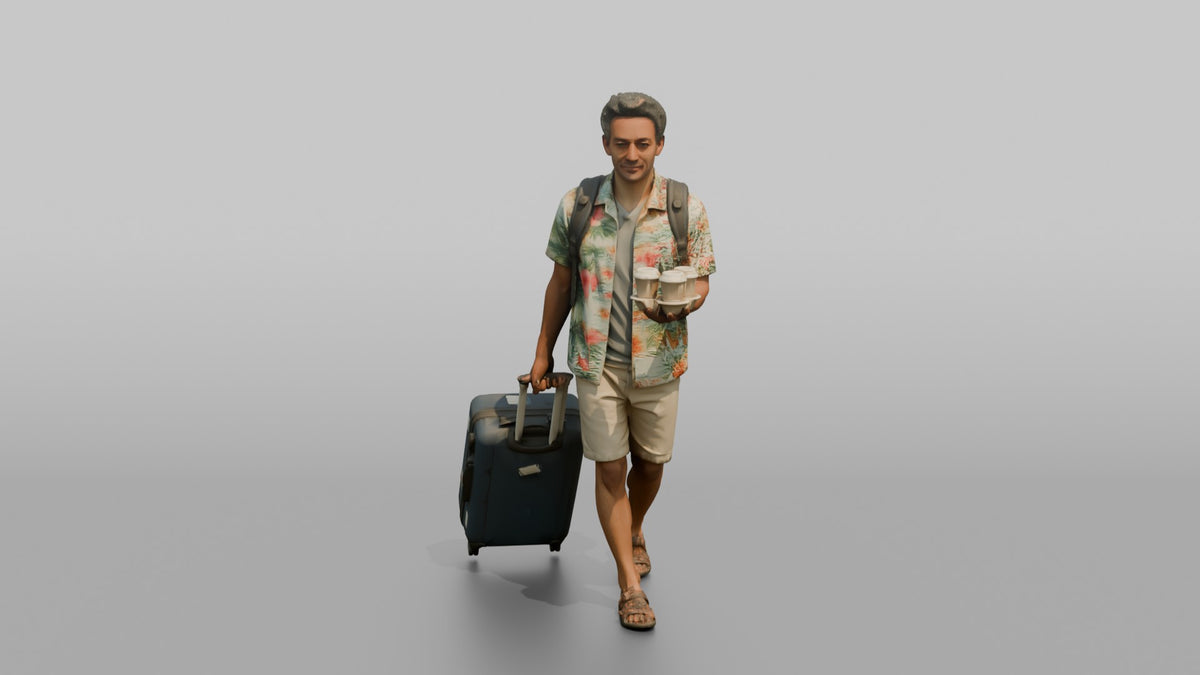 Traveler Carrying Coffee To The Gate - 3D character model, view 4