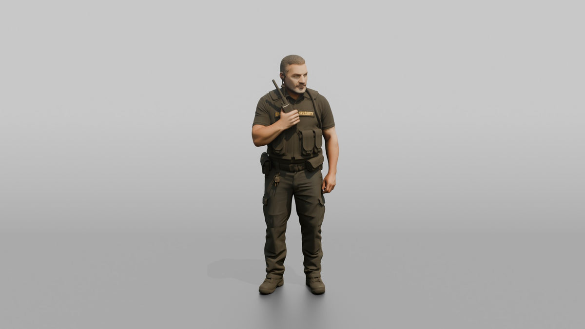 Door Staff Man Holding A Walkie-talkie Radio - 3D character model