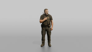 Door Staff Man Holding A Walkie-talkie Radio - 3D character model