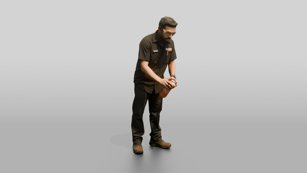 Mechanic Spraying Brake Cleaner