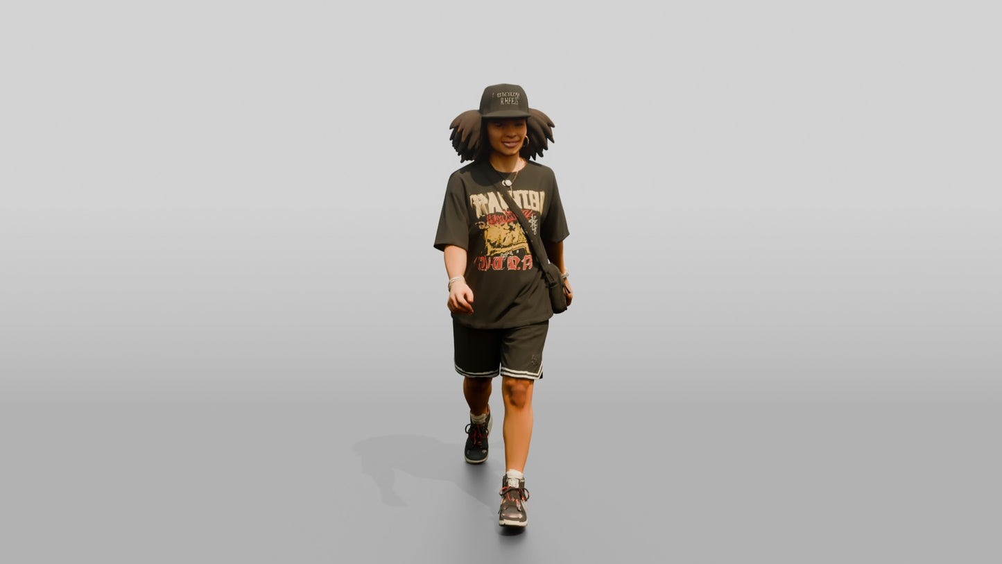 African-American Woman in Oversized Graphic Tee