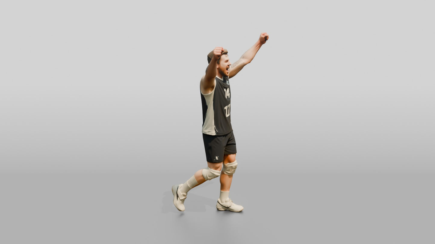 Caucasian Male Volleyball Player in Navy Blue Jersey