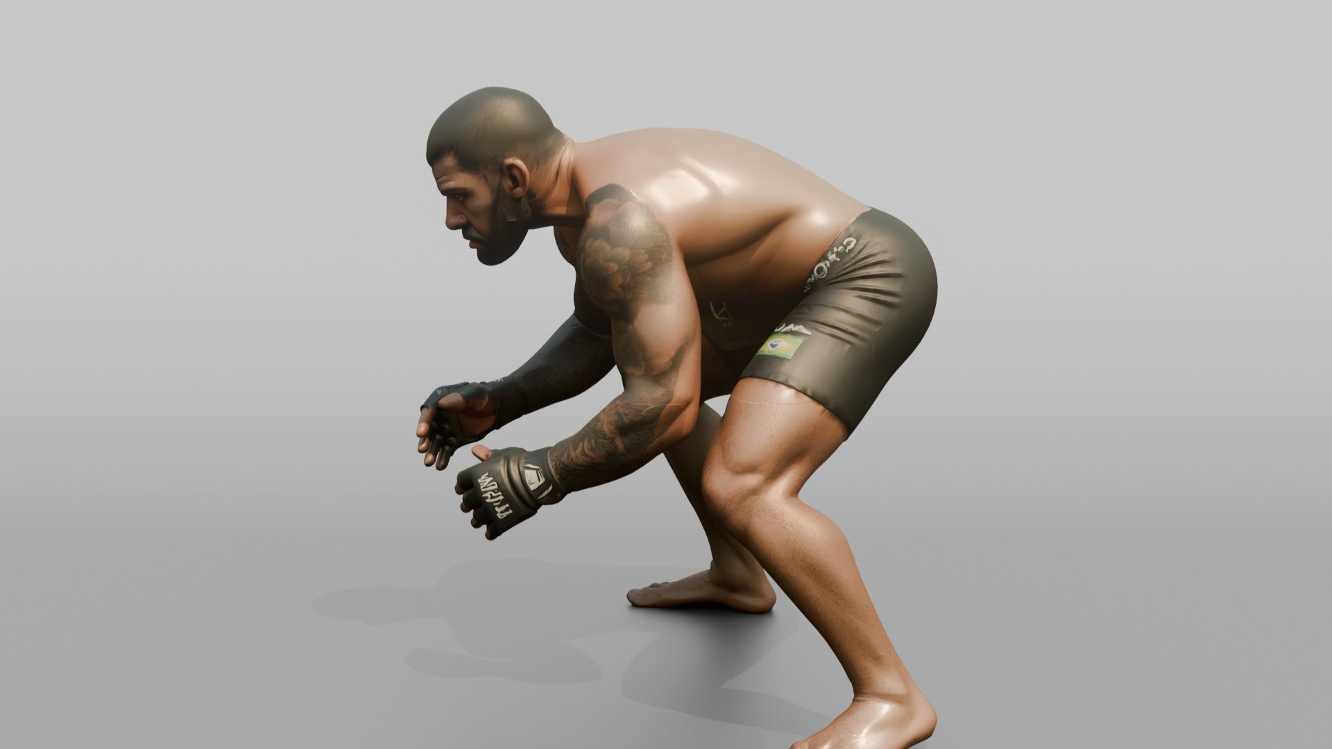 BJJ Fighter Predatory Low Wrestling Stance