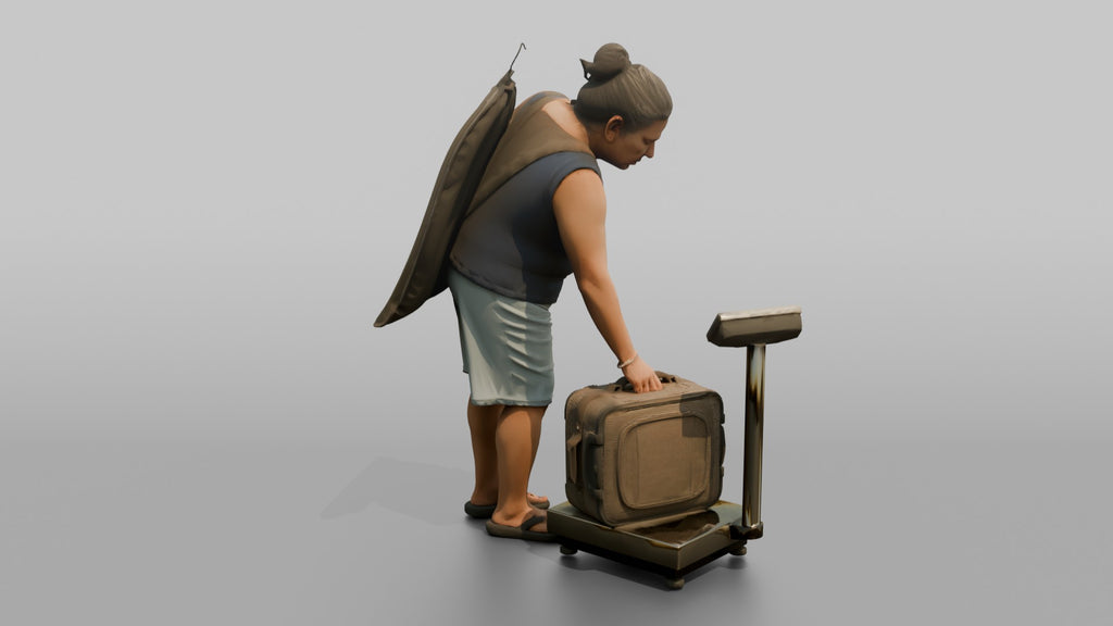 Traveler Weighing Her Suitcase