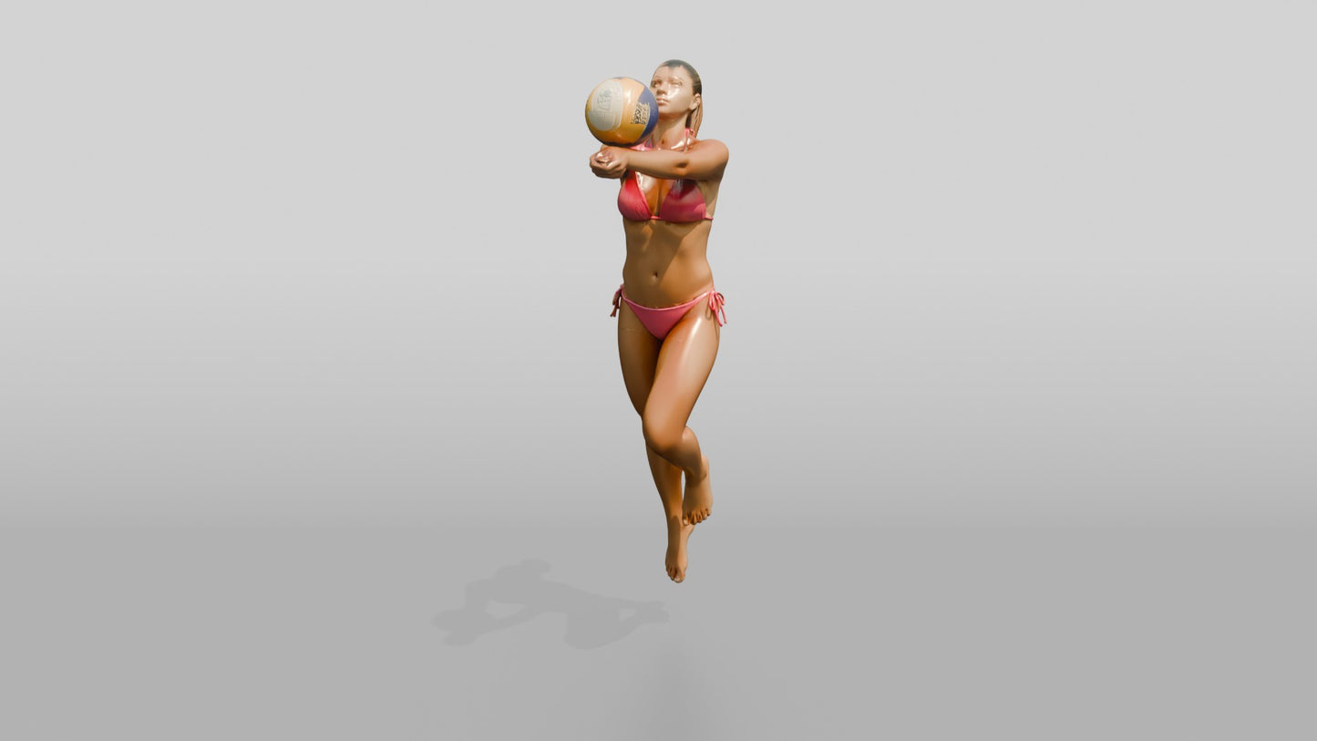 Latina Woman Diving for Beach Volleyball