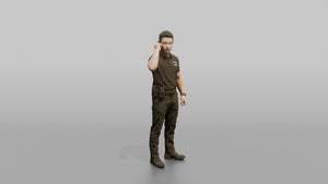Door Staff Man Adjusting An Earpiece - 3D character model