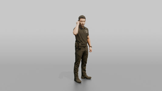 Door Staff Man Adjusting An Earpiece - 3D character model