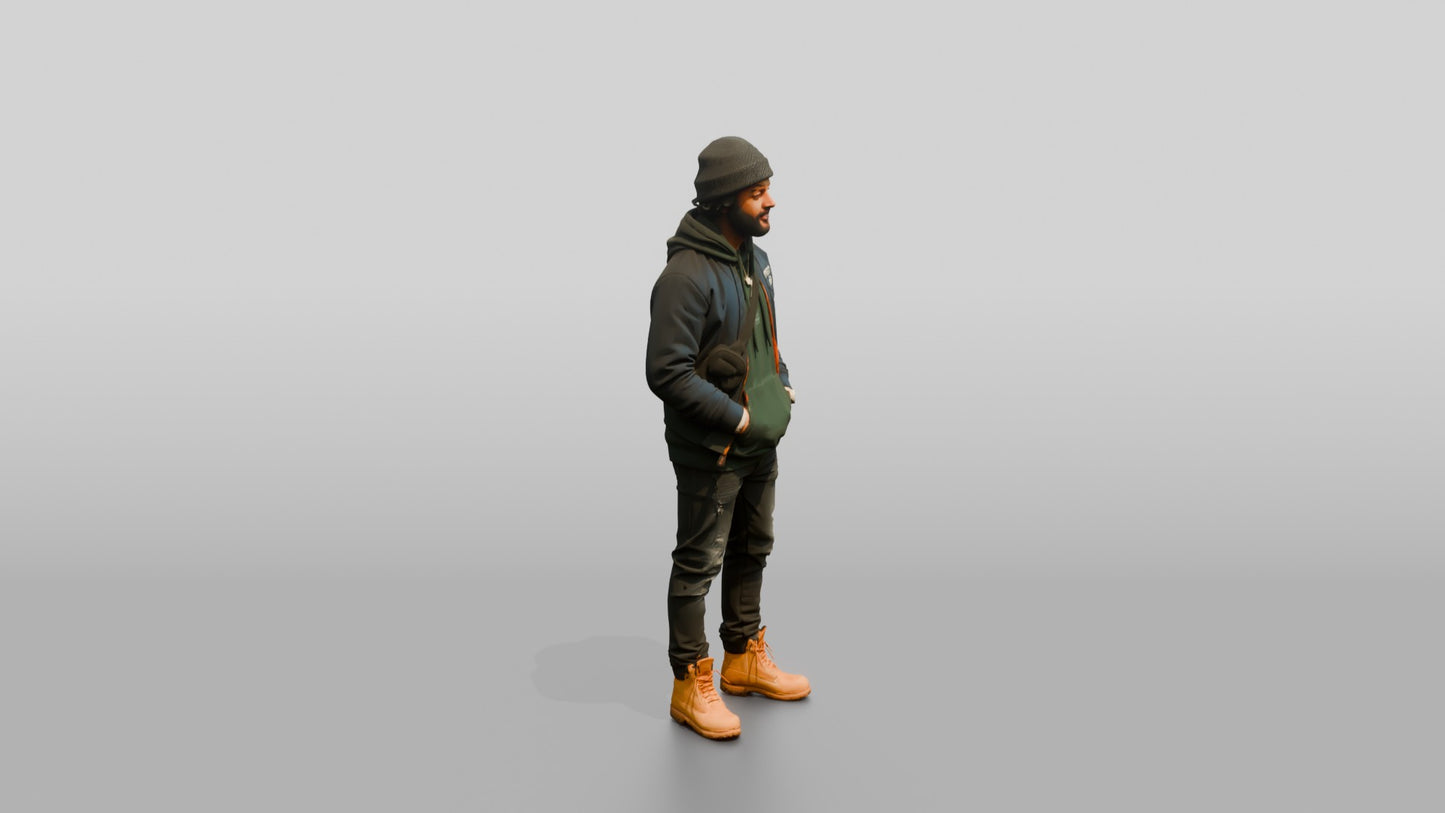 African-American Man in Bomber Jacket and Timberlands