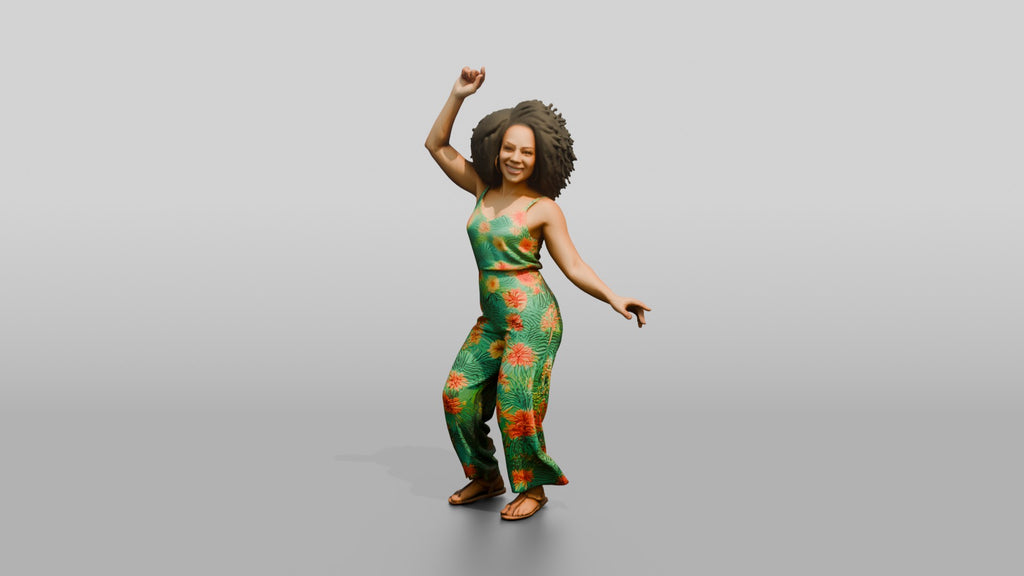 Woman Dancing in a Green Jumpsuit
