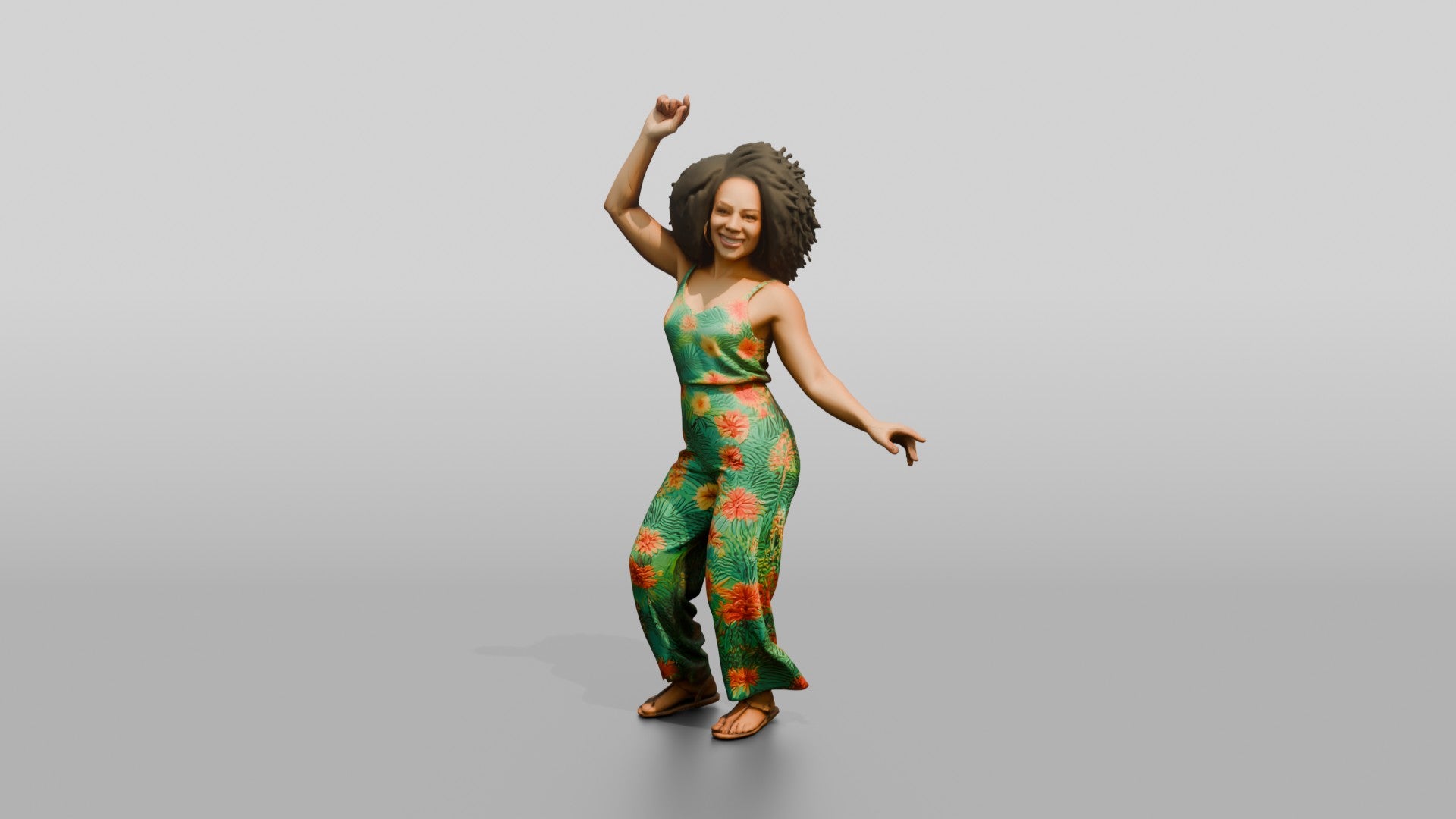 Woman Dancing in a Green Jumpsuit