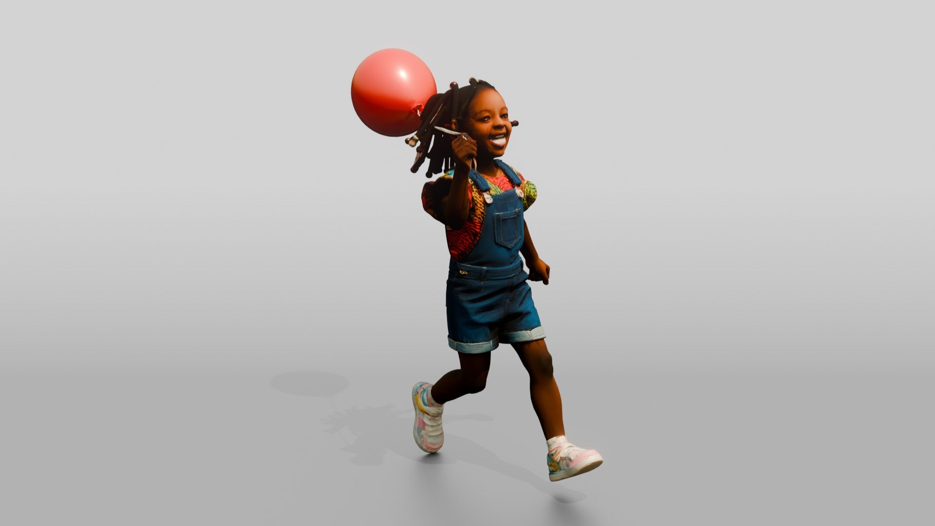 African Girl Running with a Red Balloon