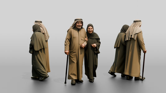 Middle Eastern Elderly Couple Walking