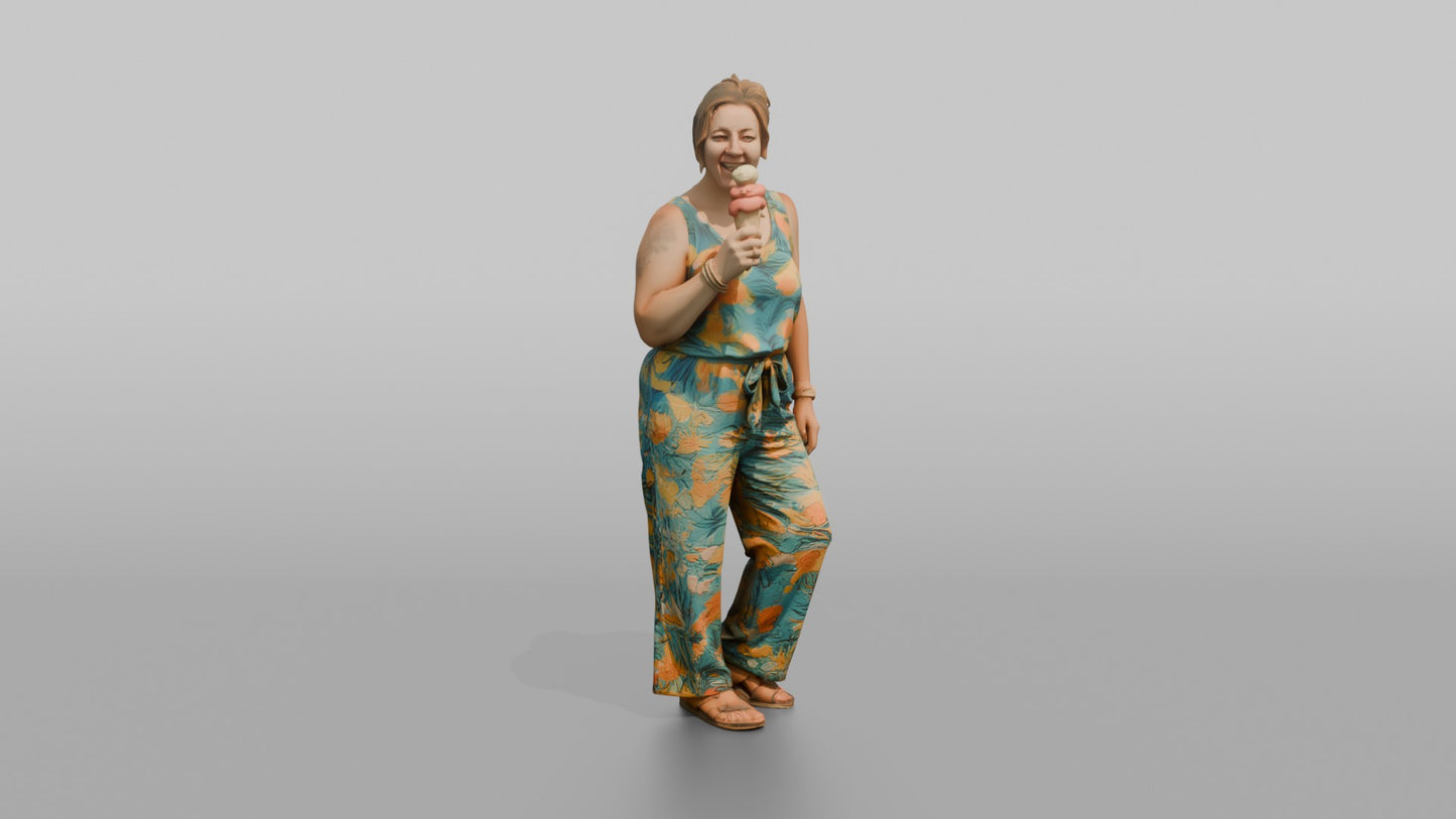 Vacationer Wearing Colorful Summer Jumpsuit