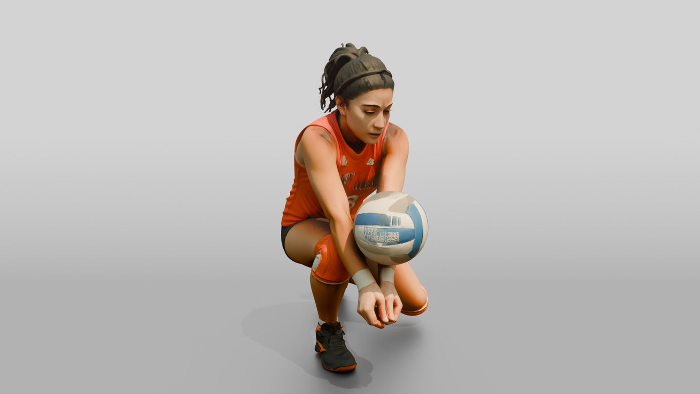 Female Volleyball Player in Orange Jersey