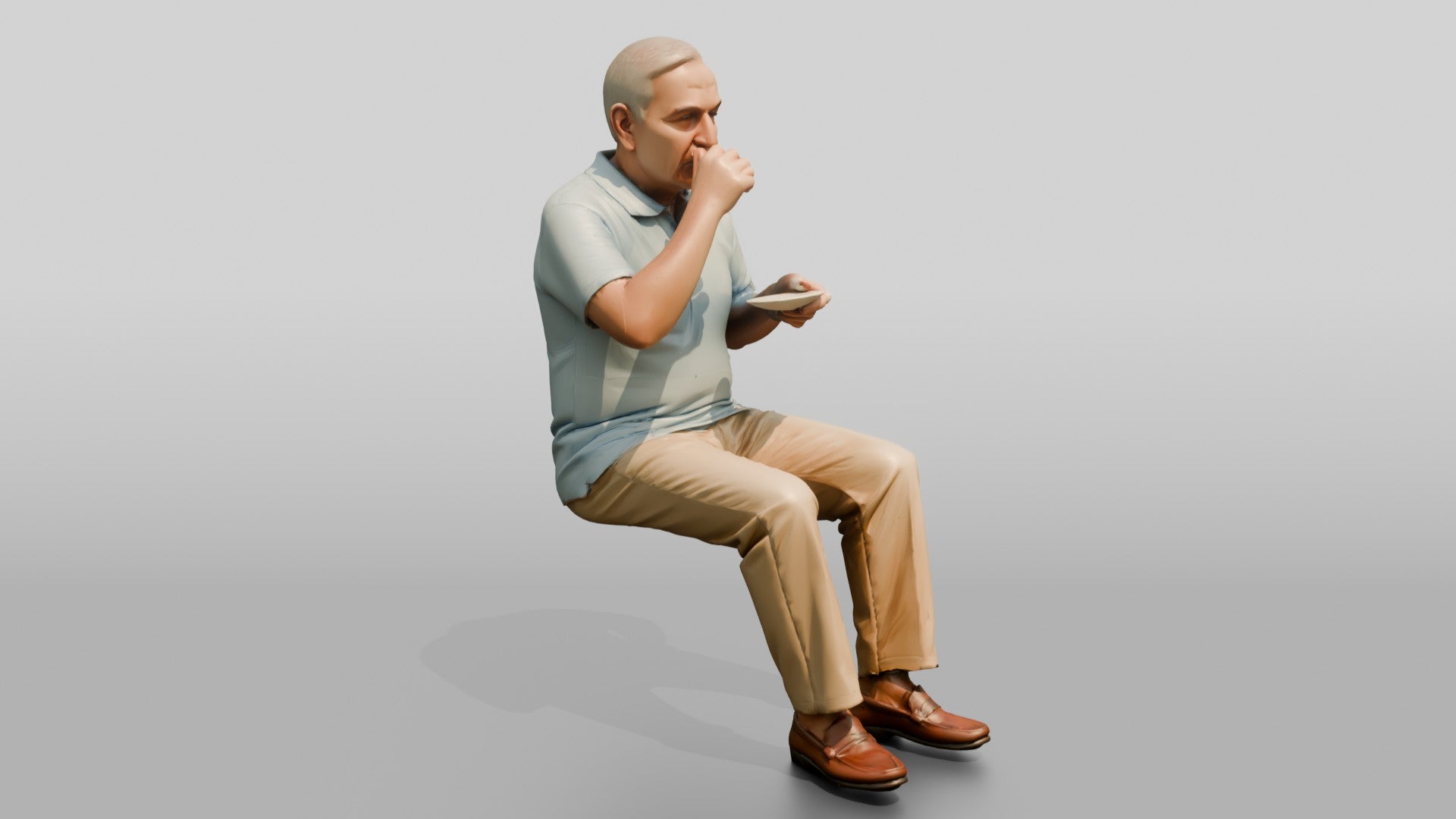 Elderly Turkish Man Sipping Tea on a Park Bench