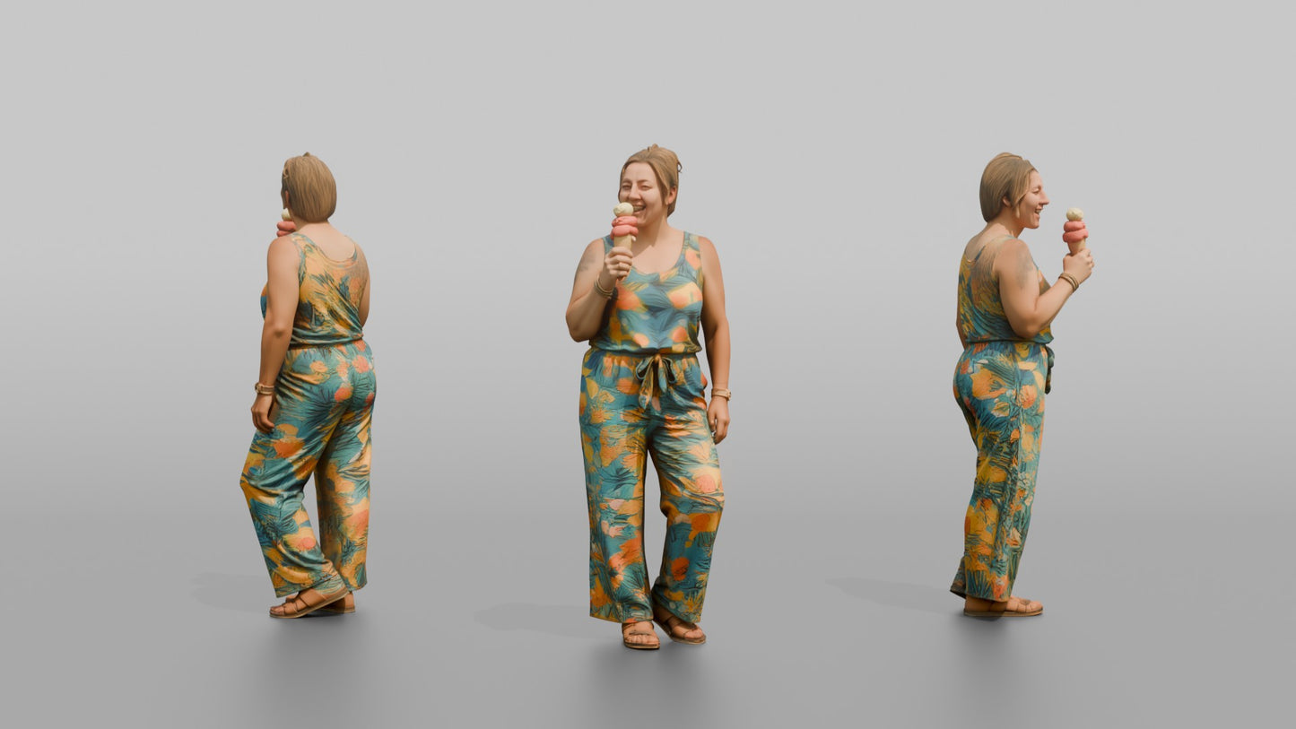 Vacationer Wearing Colorful Summer Jumpsuit