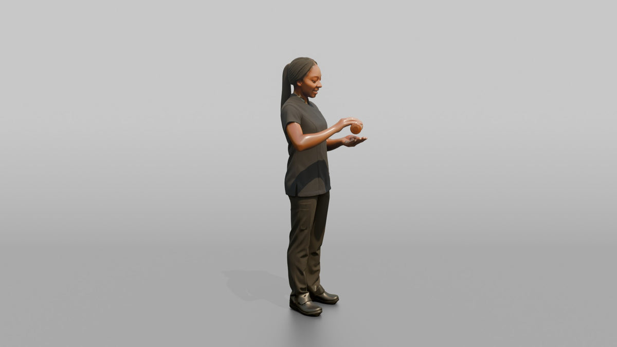 Massage Therapist Man Applying Massage Oil To Open Palms - 3D character model, view 2