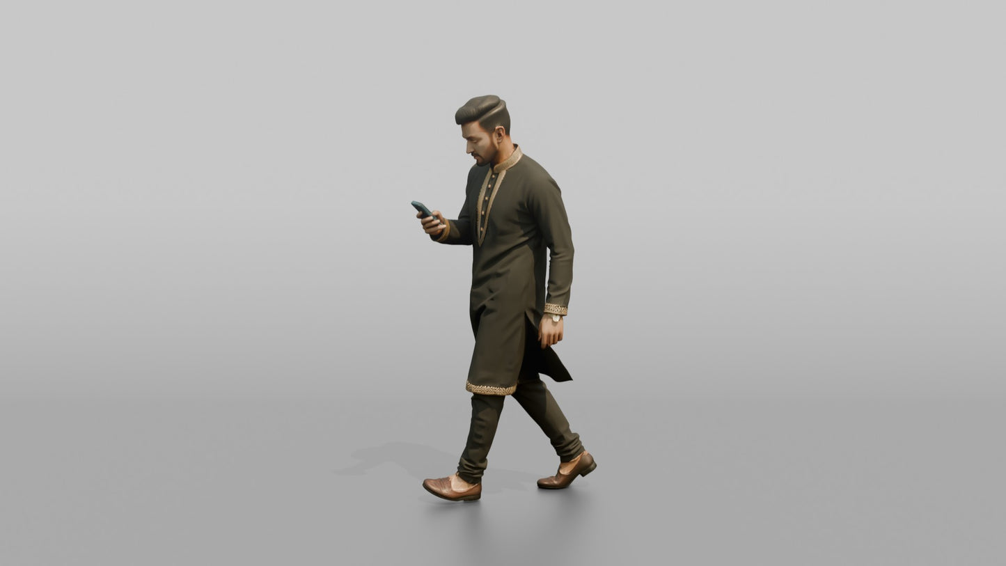 South Asian Wedding Guest Checking His Phone