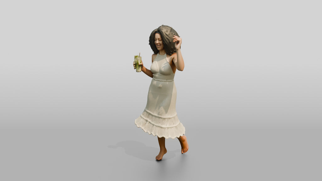 Woman Dancing in a Crochet Dress