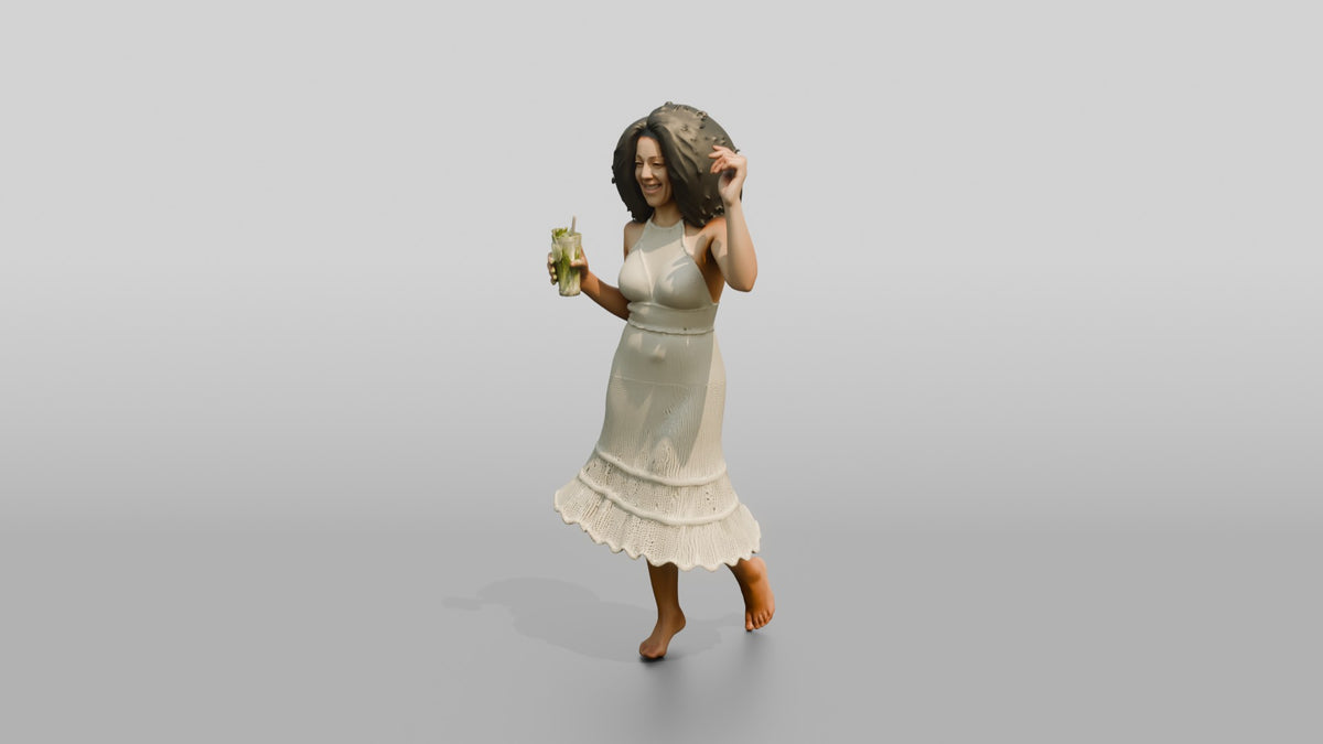 Woman Dancing in a Crochet Dress - 3D character model, view 4